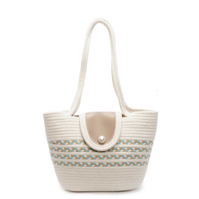 2025 Lat Fi Hand-Woven Shoder Bag for Wen Beach Vai Tote Bag with Cott Thread Weaving Handbag B250618