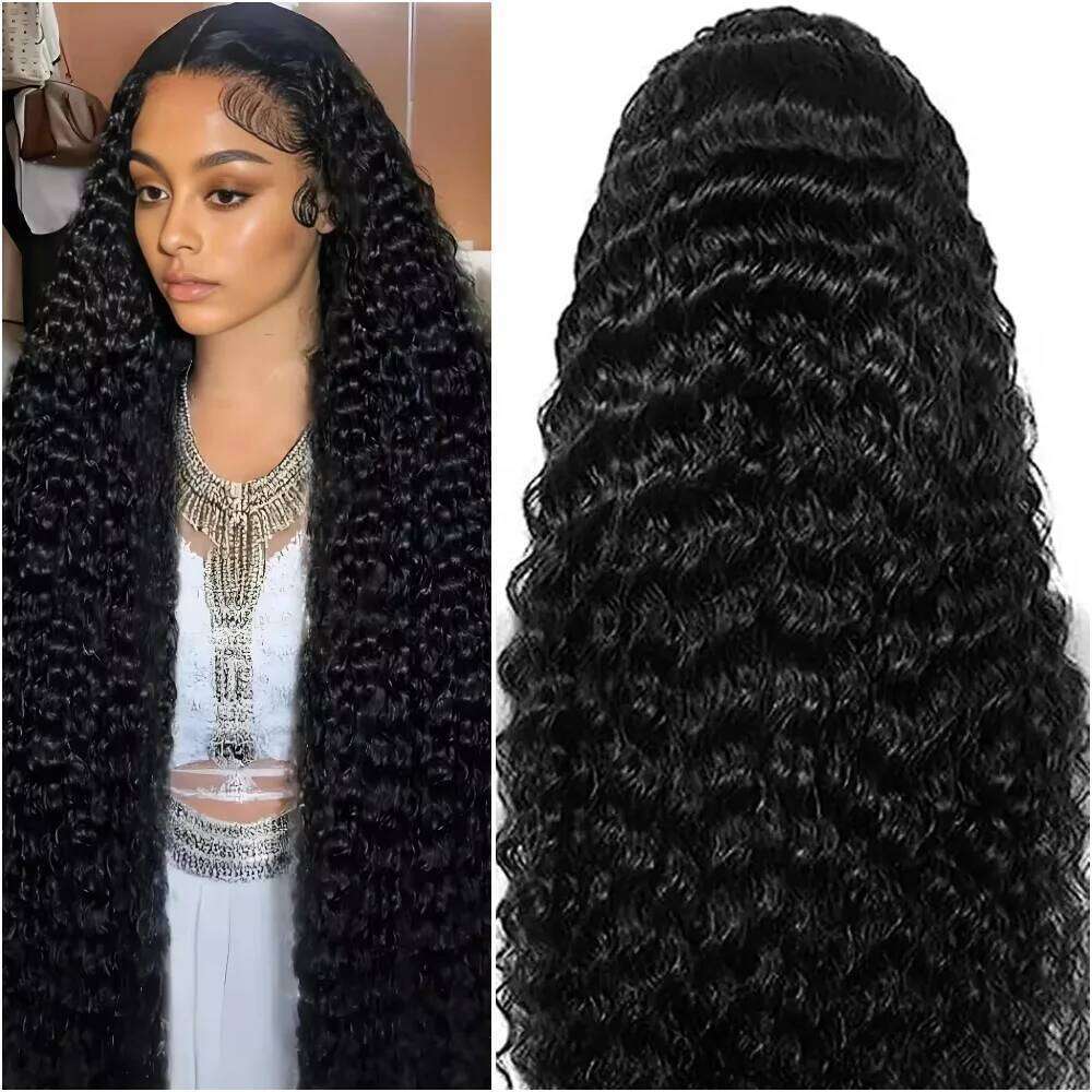 38Inch Deep Wave 13x6 5x5 Front 100% Human Hair Wigs 200% Density Remy 360 Full Lace Frontal Wig PrePlucked For Black Women