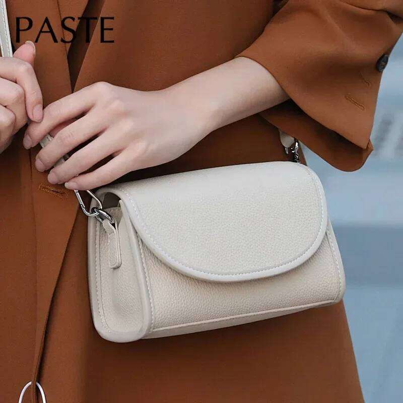 Retro Wide 2 Straps Crossbody Bags Women Designer Cow Leather Lady Shoulder Messenger Small Flap Square Bag