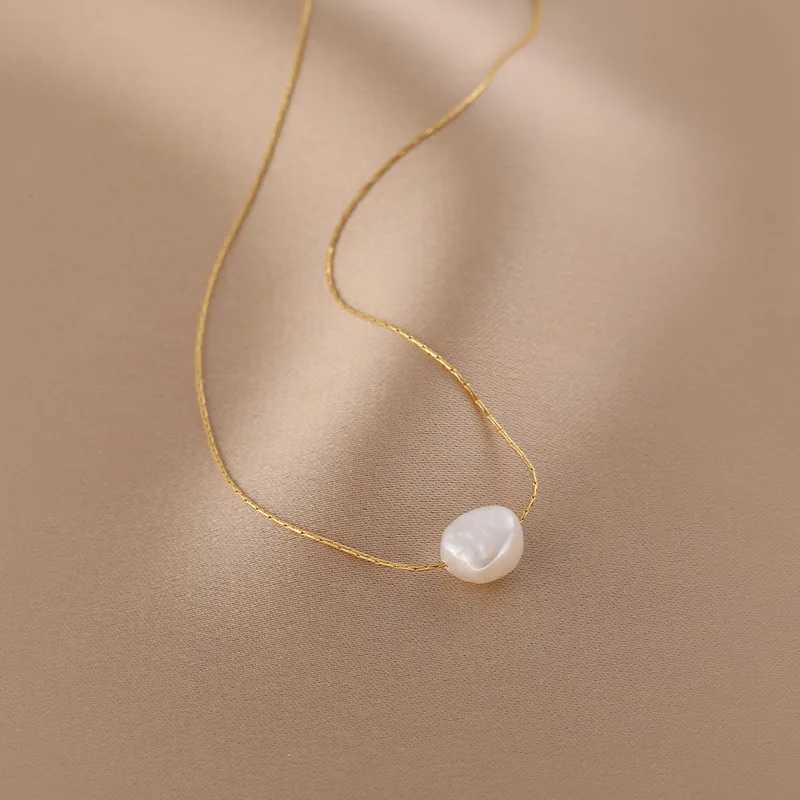 316L Stainl Steel New Fashion Fine Jewelry Natural Freshwater Pearl Charms Chain Choker Necklaces Pendant For WenC250617
