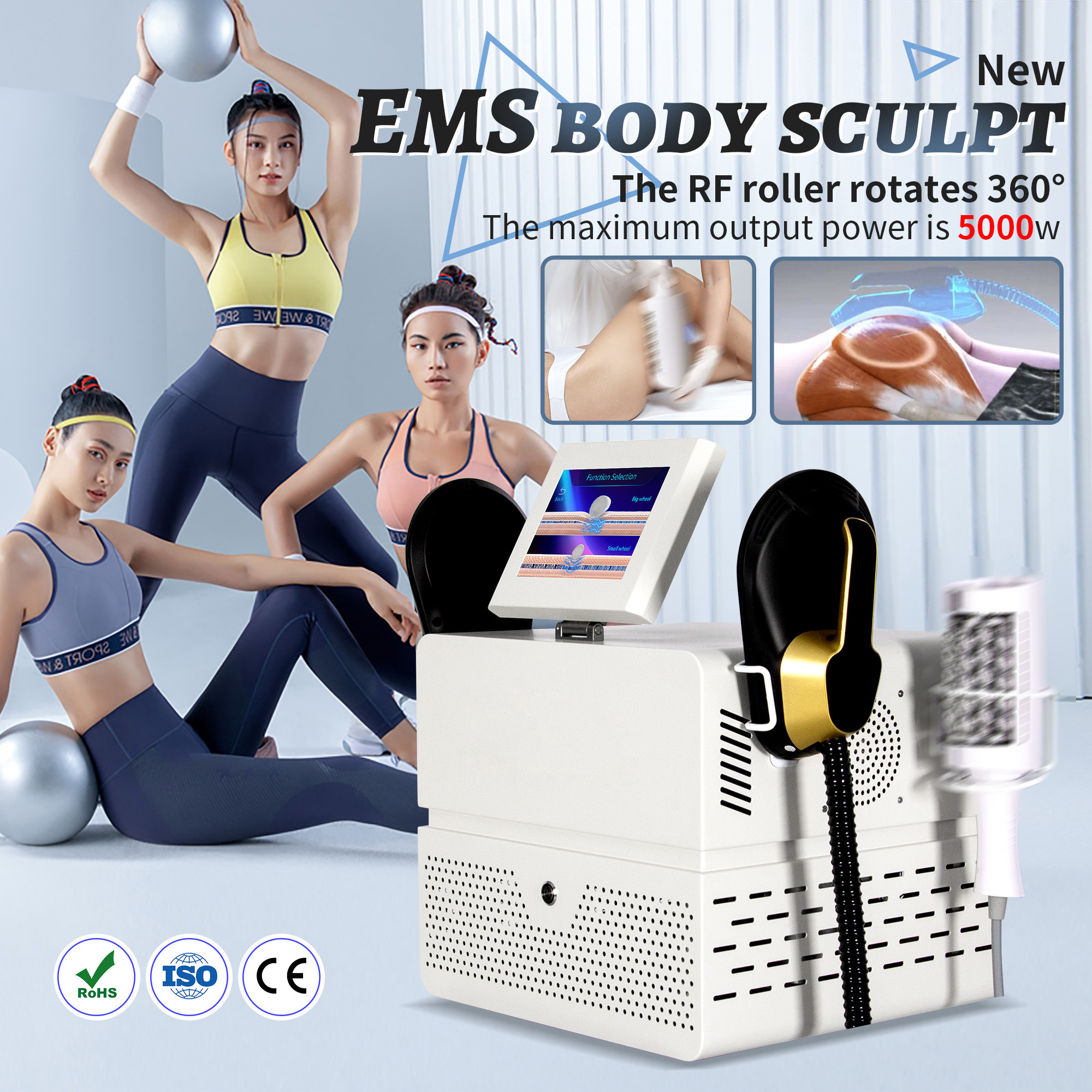 2025 New Desktop RF Body Shaping Machine Roller Fat Reduction And Magnetic Slimming Body Shaping And Weight Loss White