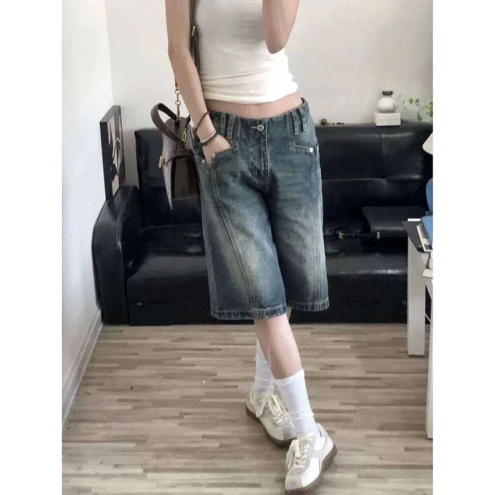 Wear HOUZHOU Y2k Vintage Women Denim Shorts Baggy High Waist Korean Wide Leg Jorts Casual Oversize Washed Jeans Streetwear