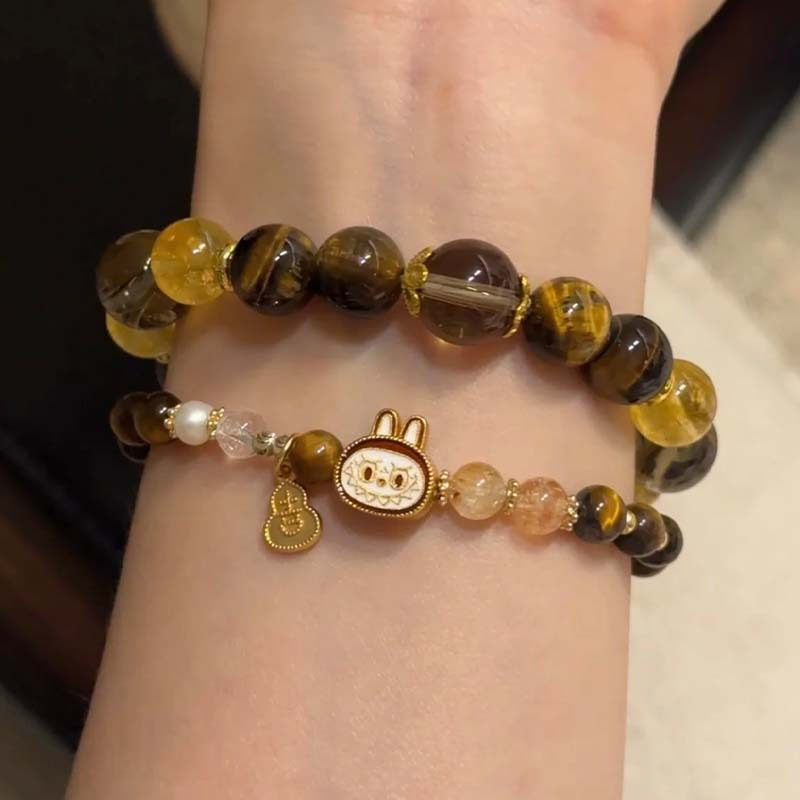 natural crystal bracelet beautiful and fashionable cartoon labubu bracelet beaded mens and womens holiday gift