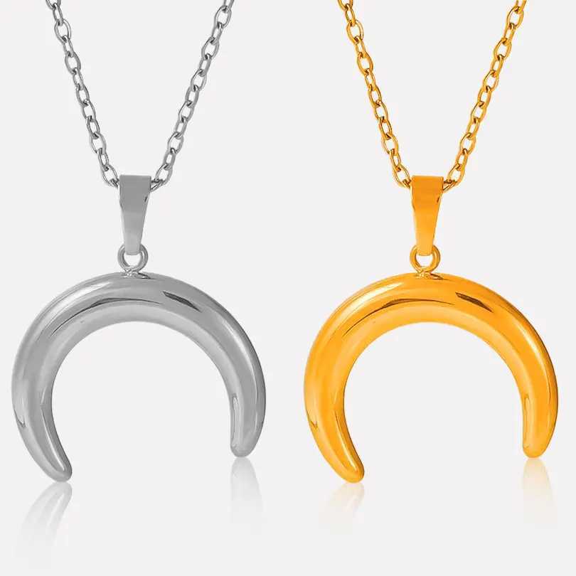 Stainless Steel Crescent Moon Pendant Necklaces For Women Men Accessories Chain On The Neck Necklace Fashion Waterproof Jewelry W250618