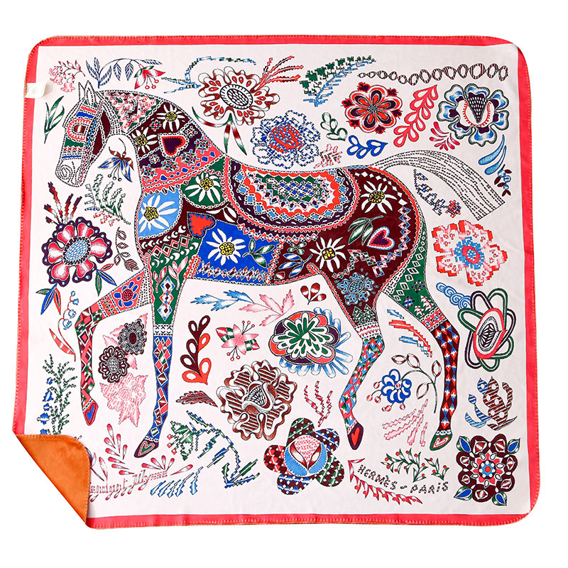Designer thickened double layer composite high weight polyurethane digital printing European American light luxury blanket