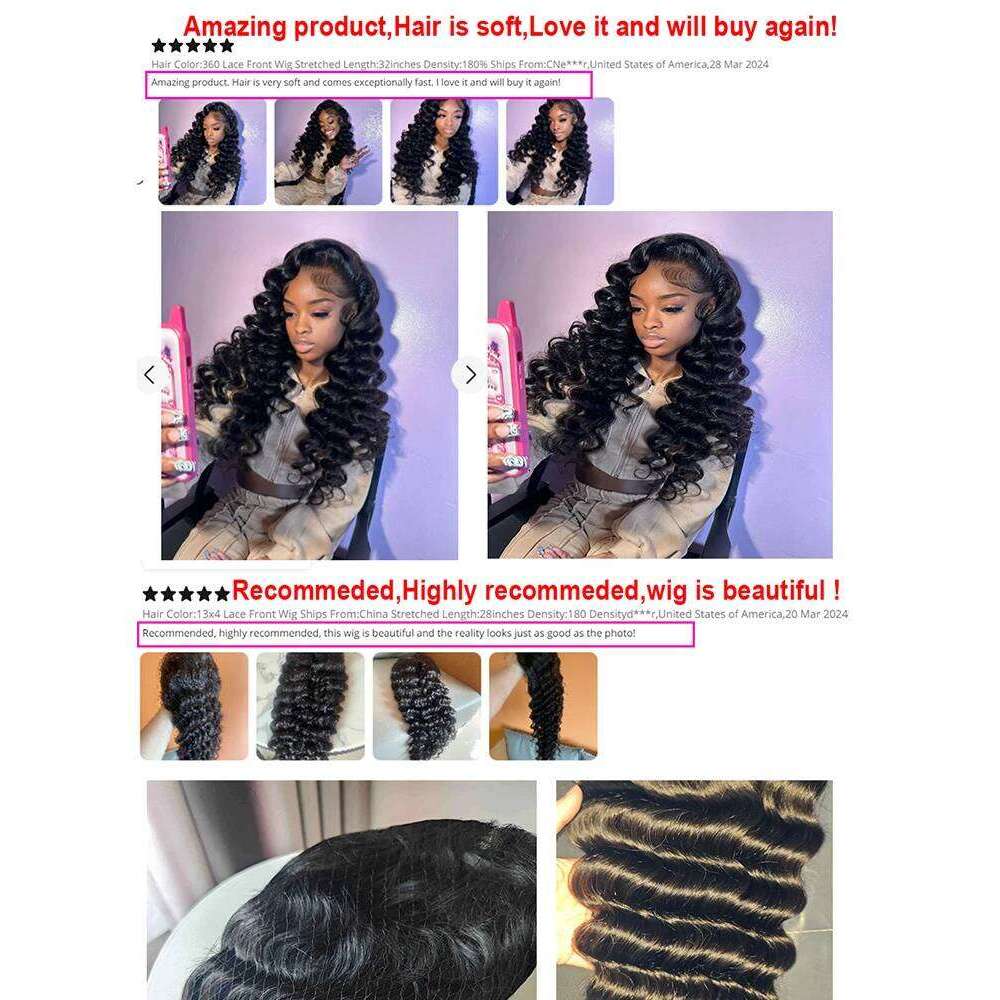 SuperDeals 13x4/13X6 Loose Wave Lace Front Remy Deep Water Curly 4x4 6x4 Glueless Human Hair Wigs