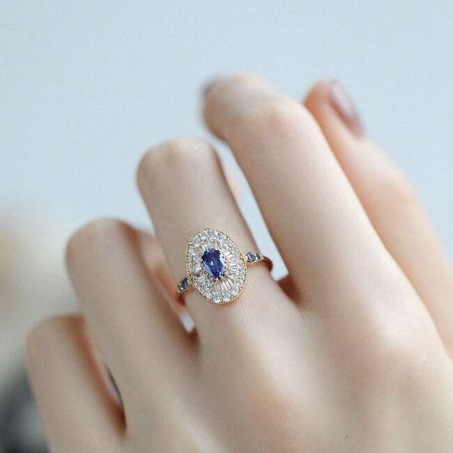 Velvet Waves II" Personality High-end Zurich Blue Full Zircon High Appearance Ring