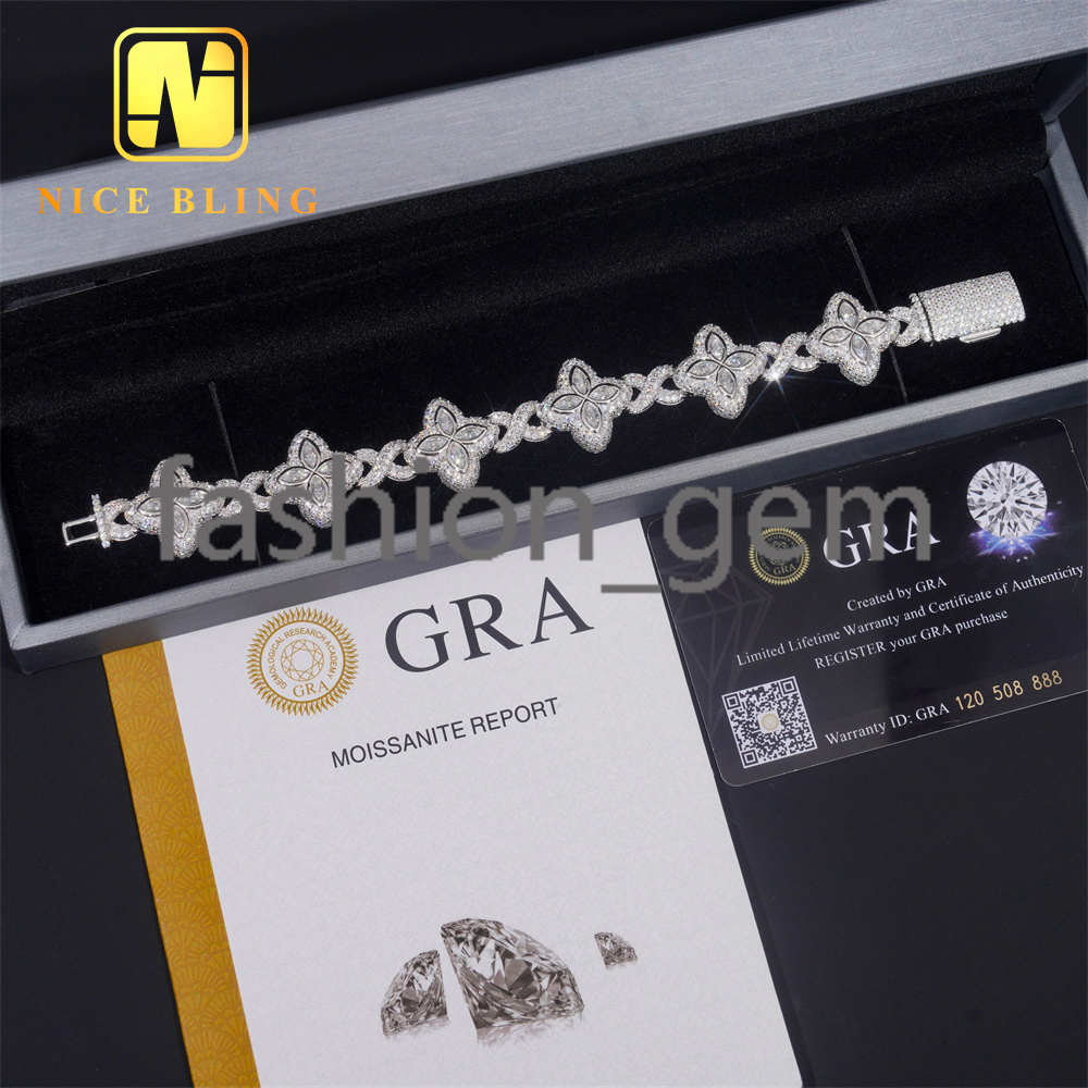 Custom Made Iced Out Luxury Jewelry Rapper Men Jewelry Hip Hop VVS1 Moissanite Diamond Cuban Bracelet