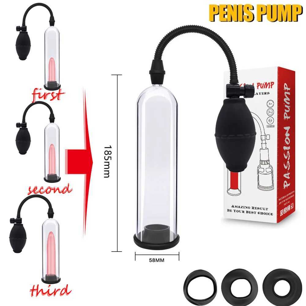 HESEKS Sex Products Sex Toys for Men Enlarger Vacuum Pump Male Masturbation Penile Extender Trainer Male Penis Pump Manual Penis W250618