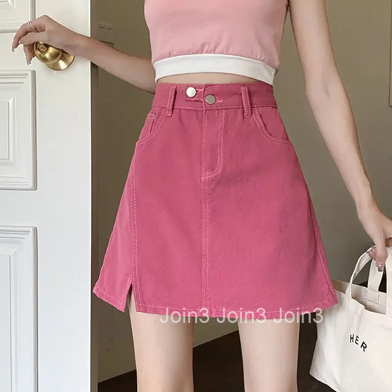 Mini Gyaru Short Woman Denim Skirt High Waist Jeans Skirts for Women White Kawaii with Pocket Black Cute 2025 Trend Harajuku V