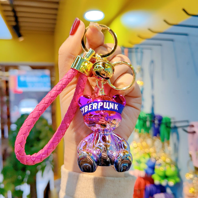 Car keychains Cartoon Resin Colorful Gradient Sitting Future Bear Keychain Creative Internet Celebrity Bear Pendant Female Exquisite Car Key