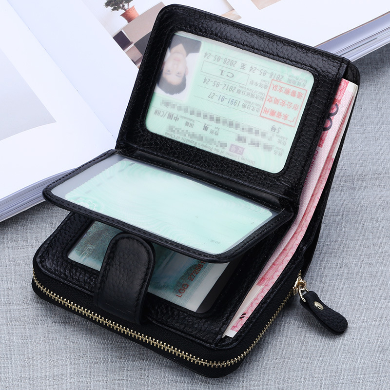 Free Shipping Luxury Top Layer Cowhide Driver's License Wallet RFID Genuine Leather Card Holder Designer Anti-theft Zipper Multi-functional Card 