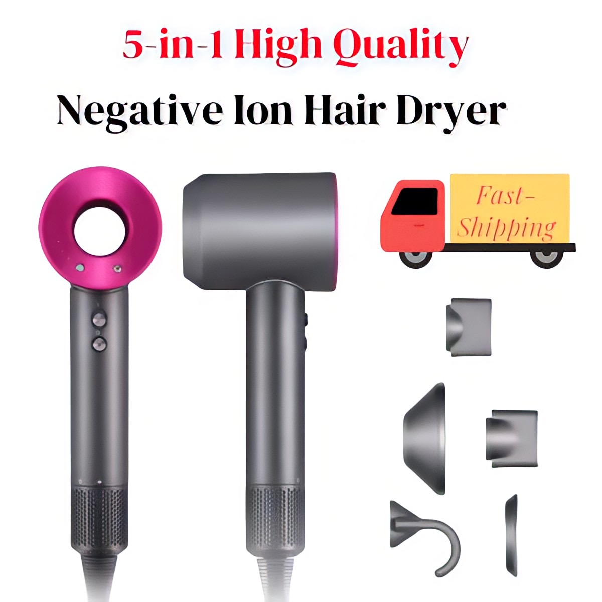 Hair dryer 5 in 1 supervelocity multi-function negative ion Hair care hair dryer travel gift box Home essential intelligent constant temperature quick drying