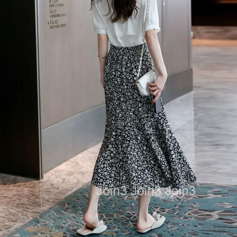 High Waist Ruffle Black Woman Skirt Floral Midi Clothing Sales Trend 2025 Y2k Vintage Summer Premium Harajuku V Skirts for Women