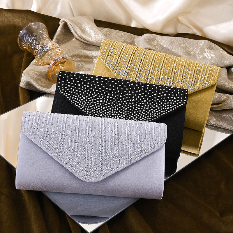 Luxury Bag Free Shipping Designer Cross-border New Evening Bag Rhinestone Clutch Chain Women's Banquet Bag Dress Evening Bag Wholesale Square Bag