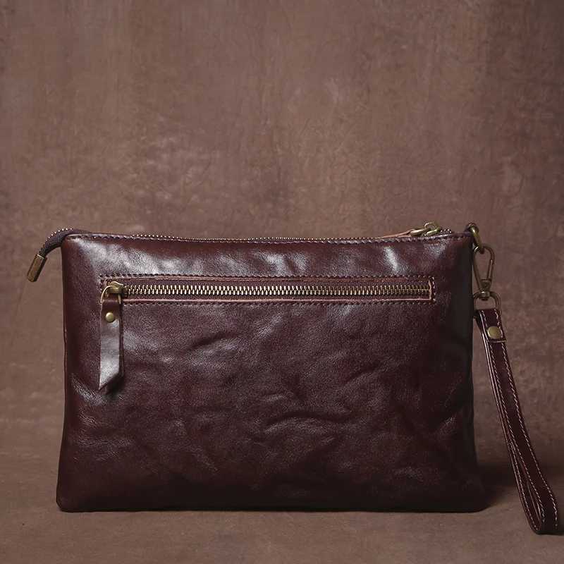 GURO High Quality Mens Real Leather Clutch Designer Money Pouch Casual Business Handbag Underarm Bag Portable Wristlet Bag Z250618