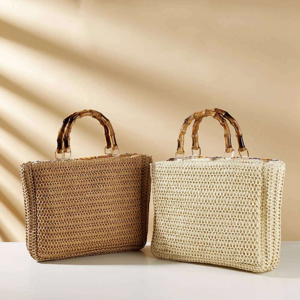 Women's Large Capacity Shoulder Summer Straw Woven Basket Handbag Fashion Female Designer Beach Bag Bali Shopper Tote