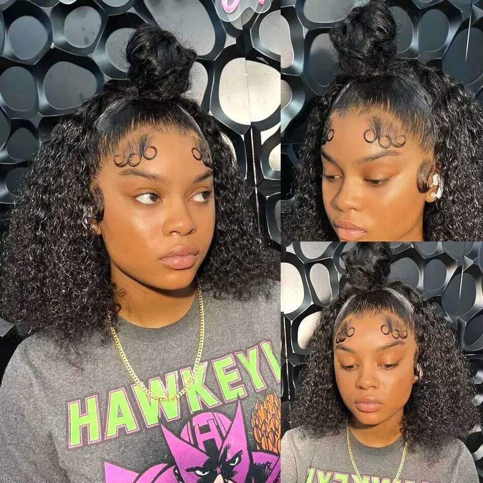 Water Deep Wave 13x6 Short Bob Curly 13x4 Glueless Wig 100 Human Hair Ready To Go Lace Frontal Wigs For Women 8 10 14 Inch