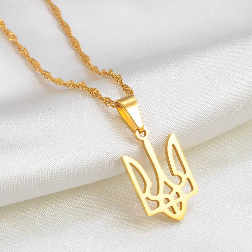 Anniyo Ukraine Flag Pendant Necklaces Ukrainian Jewelry Gold Color/Silver Color/Rose Gold Plated # 272821 W250618