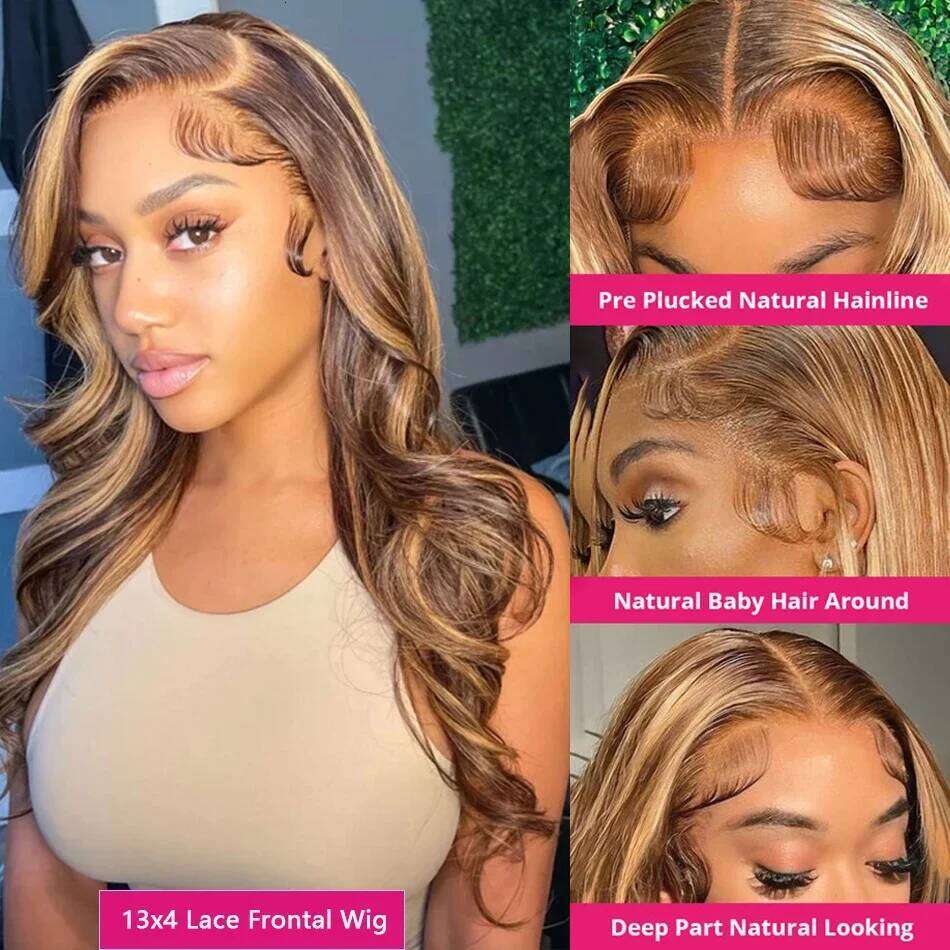 Highlight 100% Human Hair 13x6 Hd Frontal 13x4 Honey Blonde Body Wave Lace Front Wigs Woman Brazilian Glueless Wig