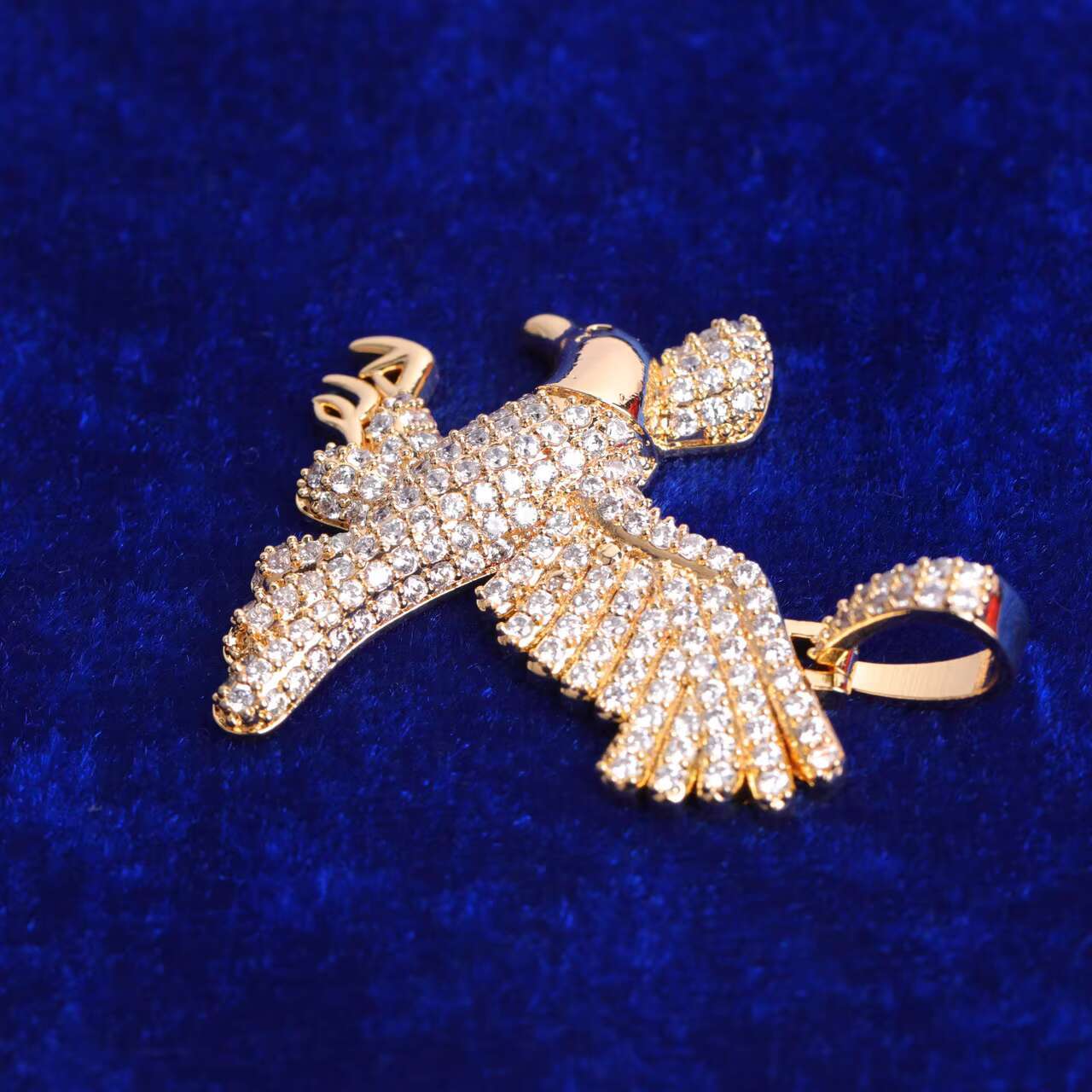 24K Gold Silver VVS Diamond Hip Hop Style Soaring Eagle Pendant Custom Moissanite for Men and Women