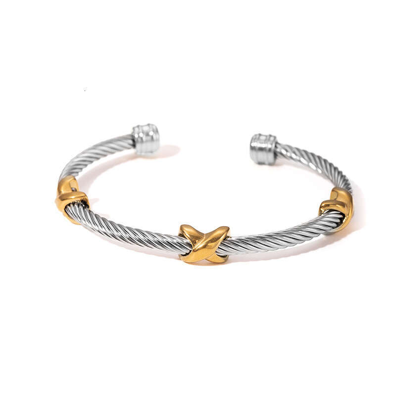 Luxury jewelry designer bracelet gold bracelet between steel wire ropes Europe America stainless steel non fading versatile titanium Fried Dough Twist