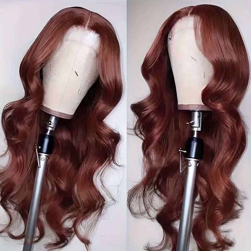 200 Density Body Wave 5x5 Red Brown Frontal Brazilian Remy HD Transparent Lace For Women 100% Human Hair Closure Wigs