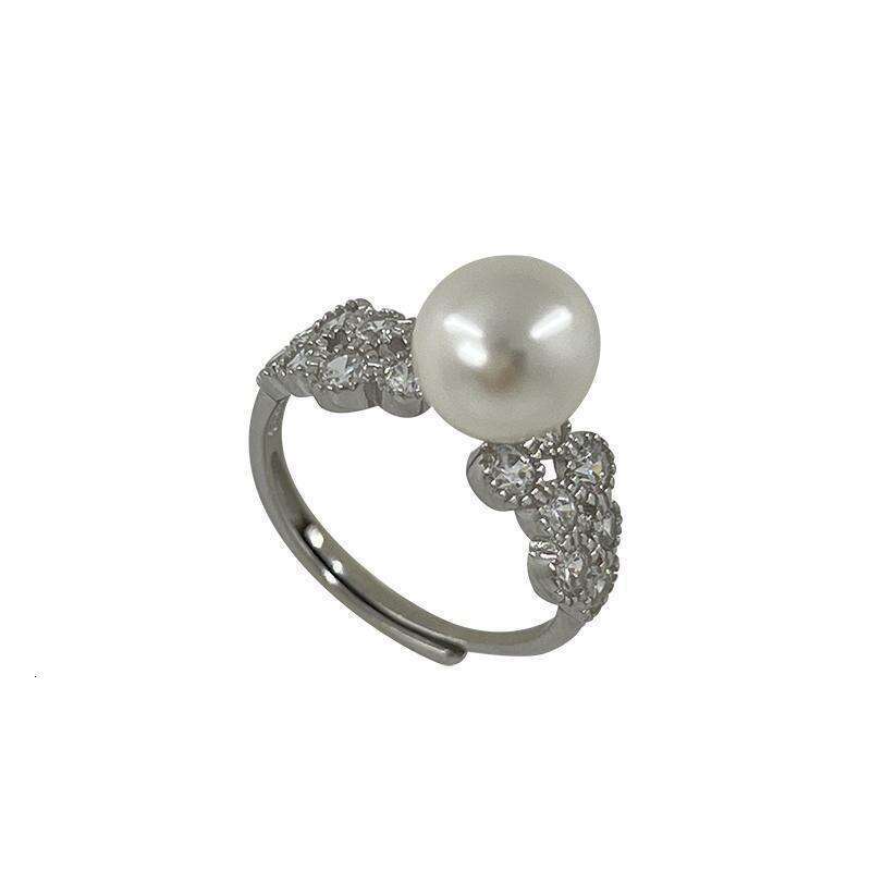 Light Luxury Zircon Pearl Mother-of-Pearl Ring Women, High-End Sense, Adjustable Ring, New Style for Index Finger