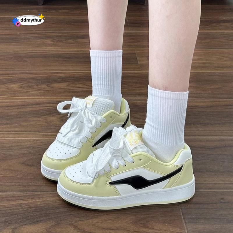 Zhao Lusi Style Burgundy Thick-Soled Bread Shoes Women, Ins Trend 2024 Autumn Versatile Casual Sneakers for Women ddmythur
