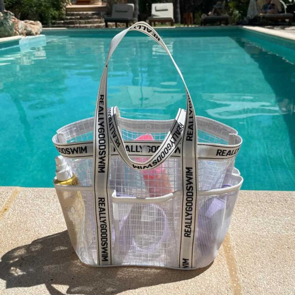 Gym Bag Beach Bag Fis Transparent Waterproof Mti-Pocket Tote Swimming Mesh Bags High Volume Beach Organiser Travel Swim B250618