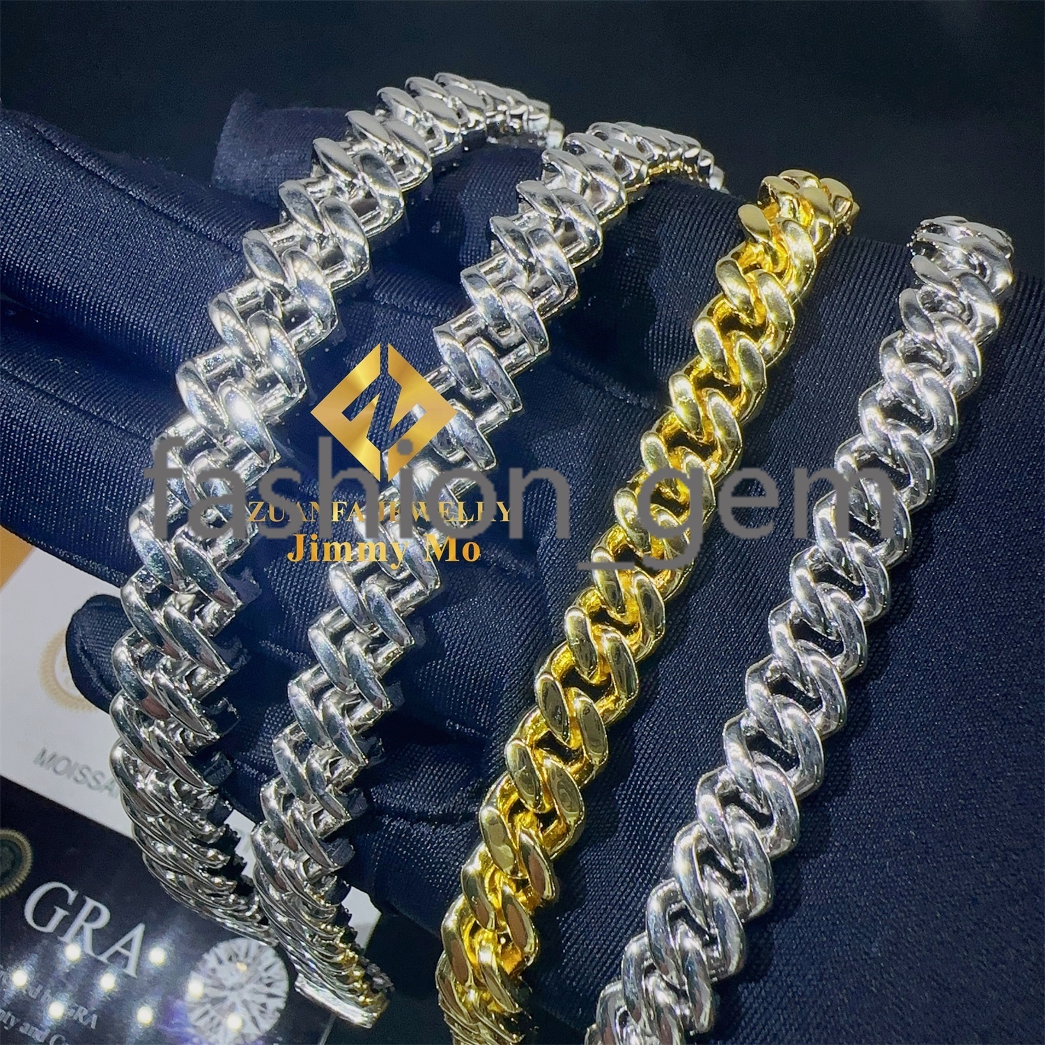 Factory Price 6mm 8mm 10mm 12mm Width 925 Solid Silver Iced Out Hip Hop Jewelry Moissanite Cuban Link Chain Bracelet Men