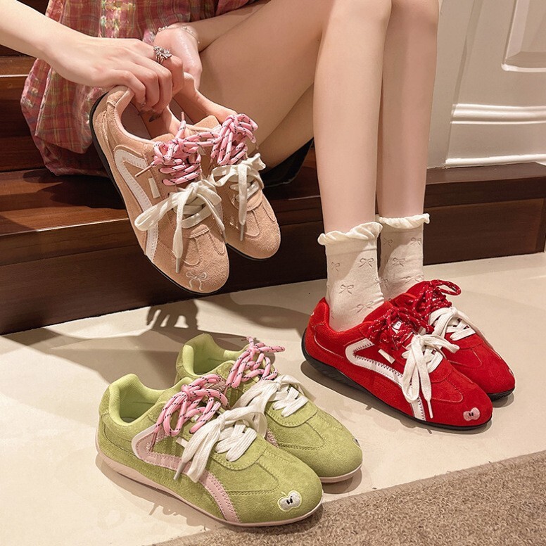 Green Apple Training for Women 2025 Spring New Thick-Soled Casual Sports Sneakers Comfortable Thin Low Racing Shoes ddmythur