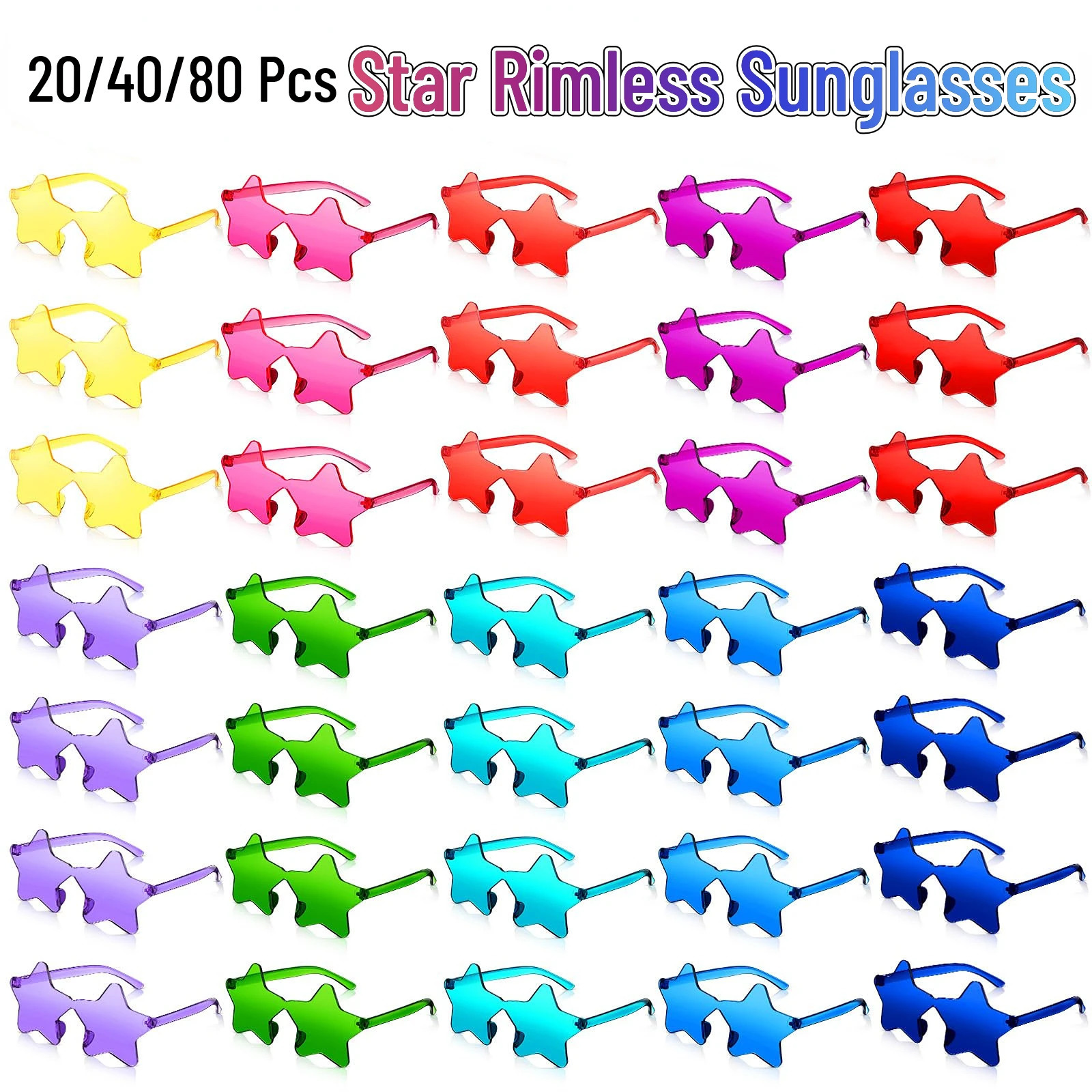 12-60PCS Star Shaped Rimless Sunglasses Star Glasses Women Bachelorette Party Favors Po Prop Christmas Guest Gift 250618
