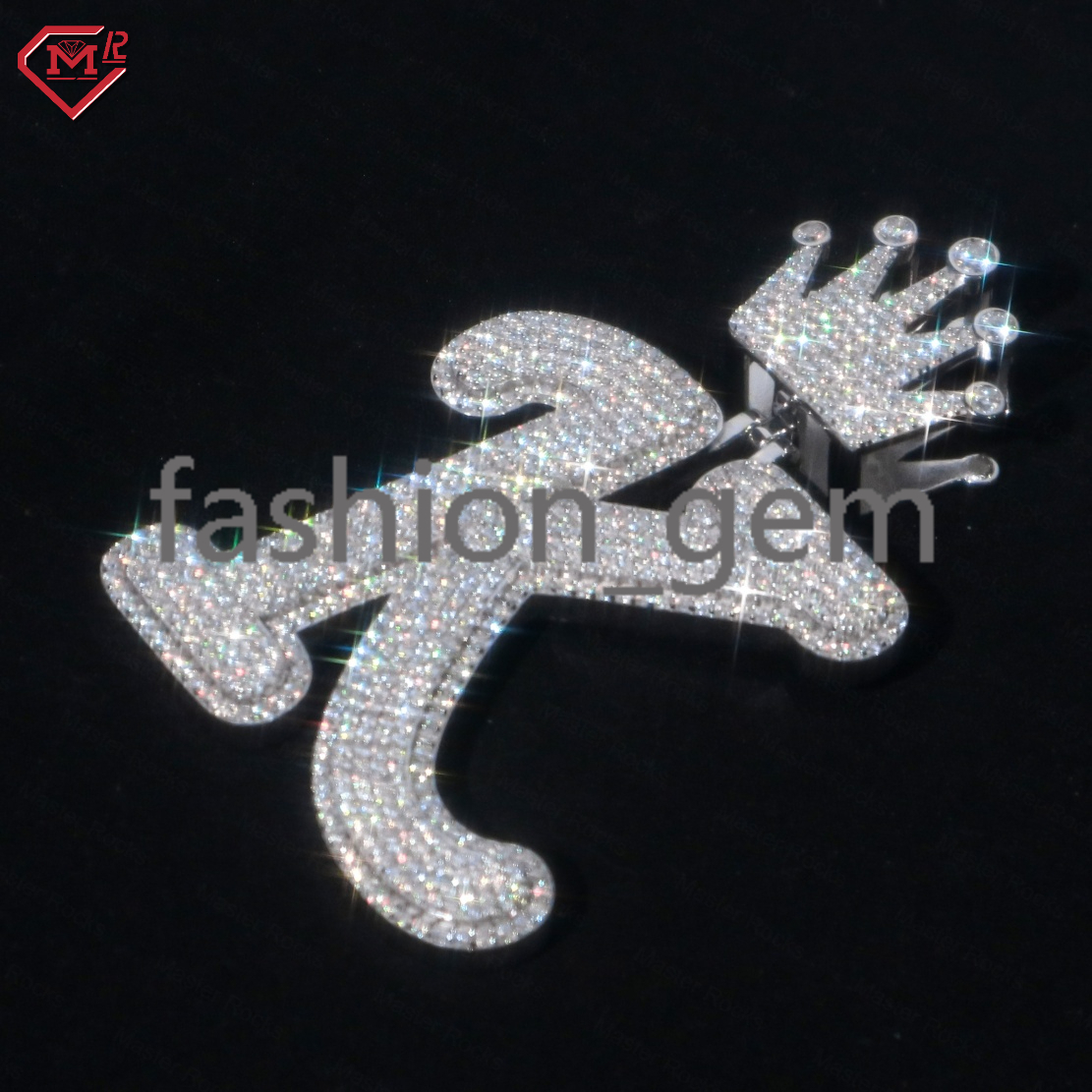 Buss Down Custom Moissanite Pendant Crown Bail Iced Out Initial Letter 925 Silver Hiphop Moissanite Pendant