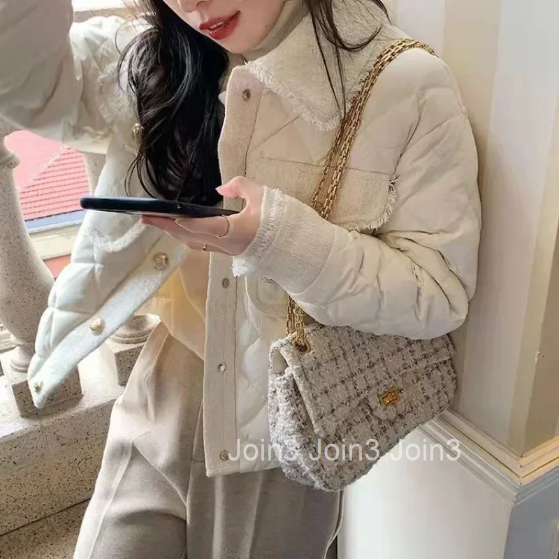 Jackets Splicing Warm Winter on Sale Parkas Woman Check Demi-season Cold Luxury Fashion 2025 Cheap Lined Great Coats for Women
