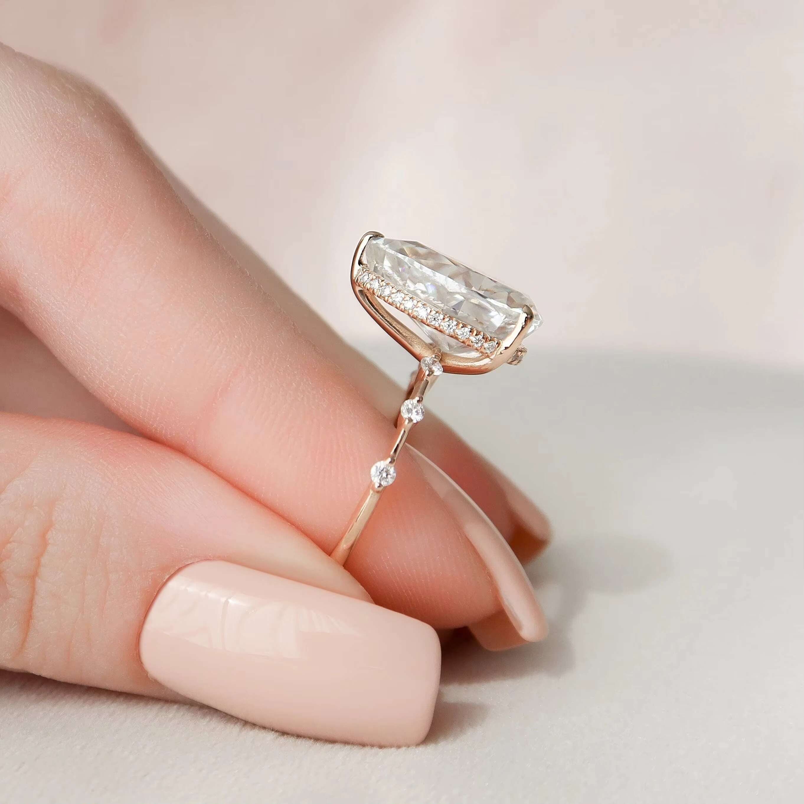4 Ct Elongated Pear Cut Moissanite Engagement Ring-Elegant and Durable Wedding Jewelry