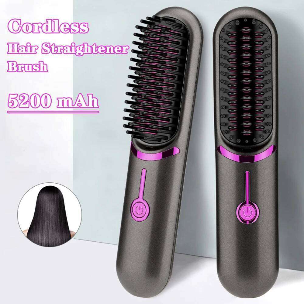 Electric Brushes Cordless Hair Straightener Portable Straightening Brush Negative Ions Hot Comb USB Charge