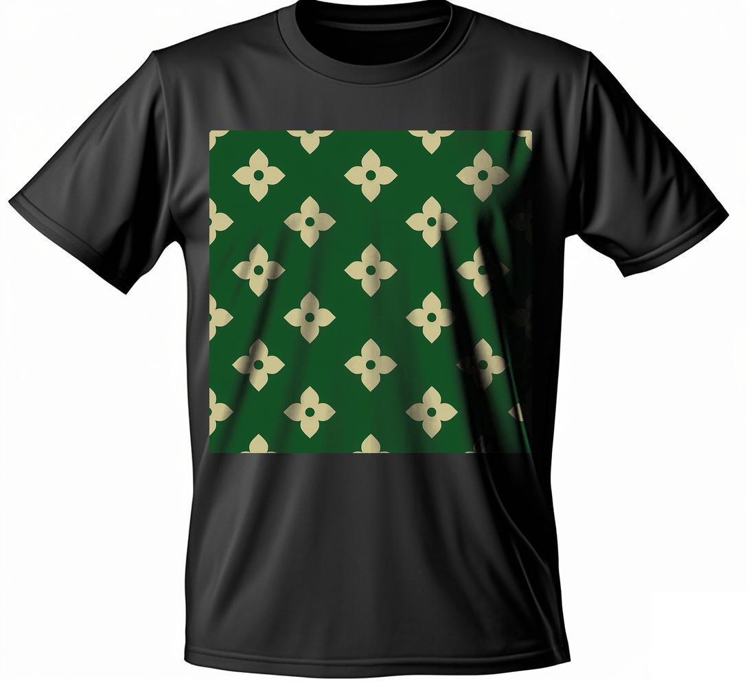 Ddmytiger T Shirt With A Green And Gold Pattern On The Front T Shirts Short Sleeve Jogging Suit