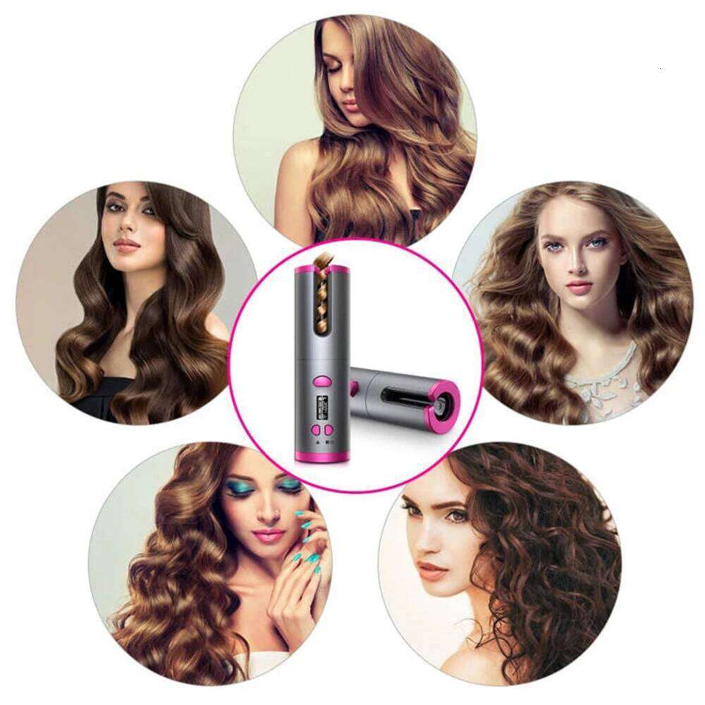 Set Cordless Automatic Rotating Hair Curler Curling Iron LED Display Temperature Adjustable Styling Tools Wave Styer