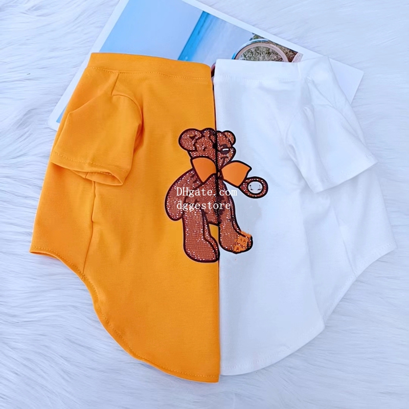 free shipping s Apparel Designer Dog Cotton Breathable Shirts Summer Pet Shirt Vest Little Bear Printed Puppy Sweatshirt Clothes for Small Dogs S Y82