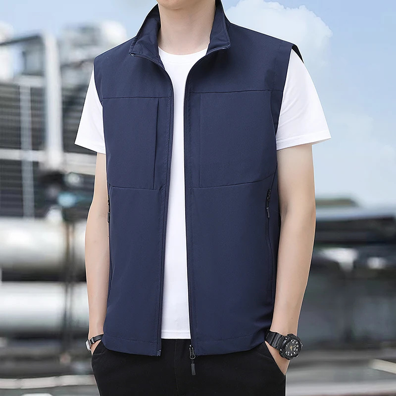Mens Vest for Spring and Autumn Sleeveless Workwear with Multiple Pockets Loose-Fitting Vest for Summer Wear Thin Vest for Casual Wear 250617