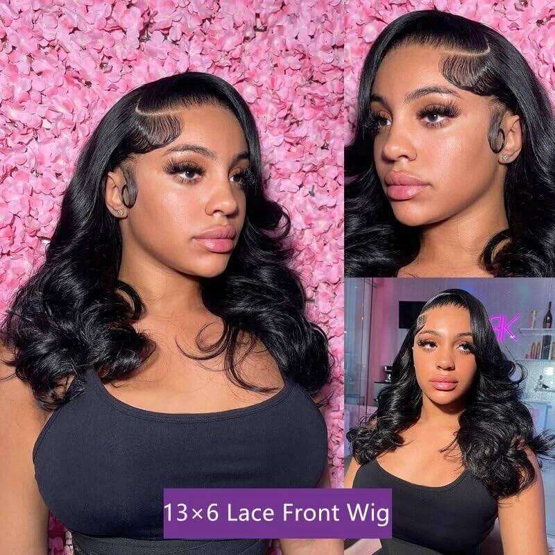 Brazilian Short Bob Body Wave Frontal 5x5 Glueless Closure Wig 13x6 Lace Front Human Hair Wigs Pre Plucked 250 Density