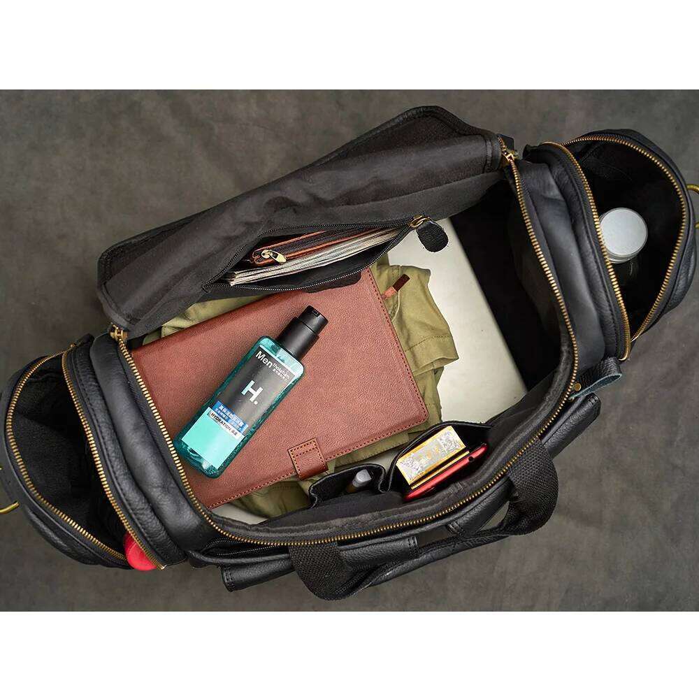 Retro Men's Leather Tote Casual Large Capacity Lage Outdoor Travel Fashion One Shoulder Crossbody Bag
