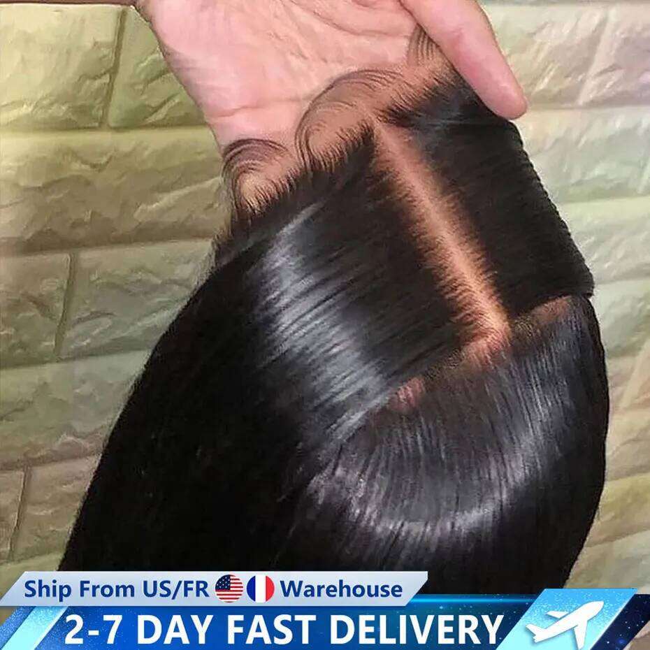 Glueless 6X4 5X5 Pre Cut Closure Wigs Brazilian Ready To Wear Straight Lace Wig Human Hair