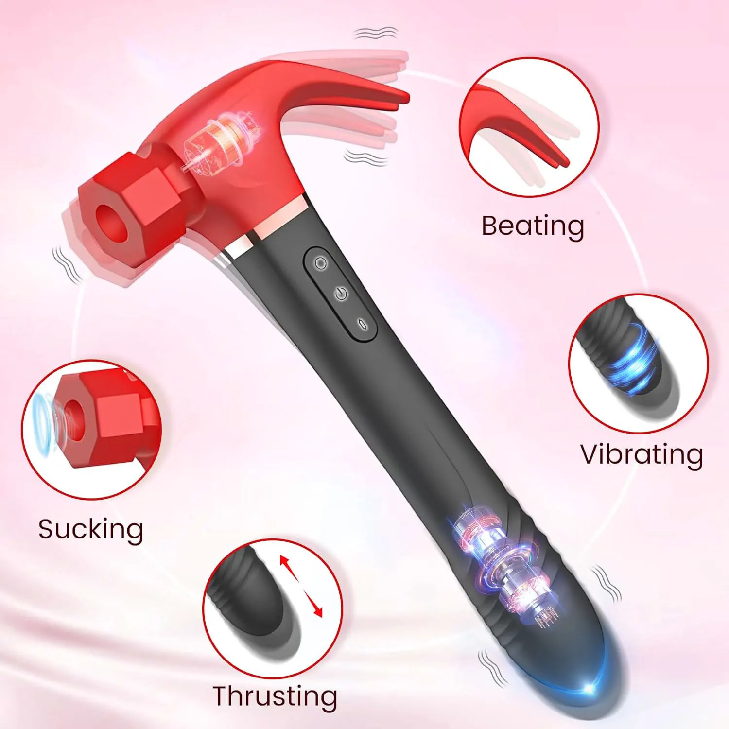 G Spot Hammer Sucking Vibrator 4IN1 Vagina Anal Thrusting Dildo Massager Clit Nipple Prostate Stimulator Adult Sex Toy for Women 250617