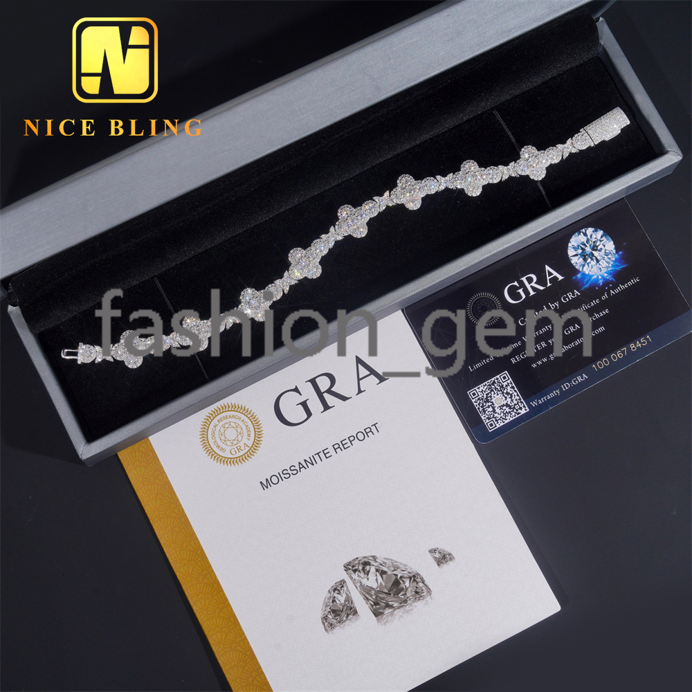 Nice Bling New Design Ice Out Diamond Jewelry 13MM Moissanite Bracelet 925 Sterling Silver Hip Hop Cuban Link Chain Bracelet