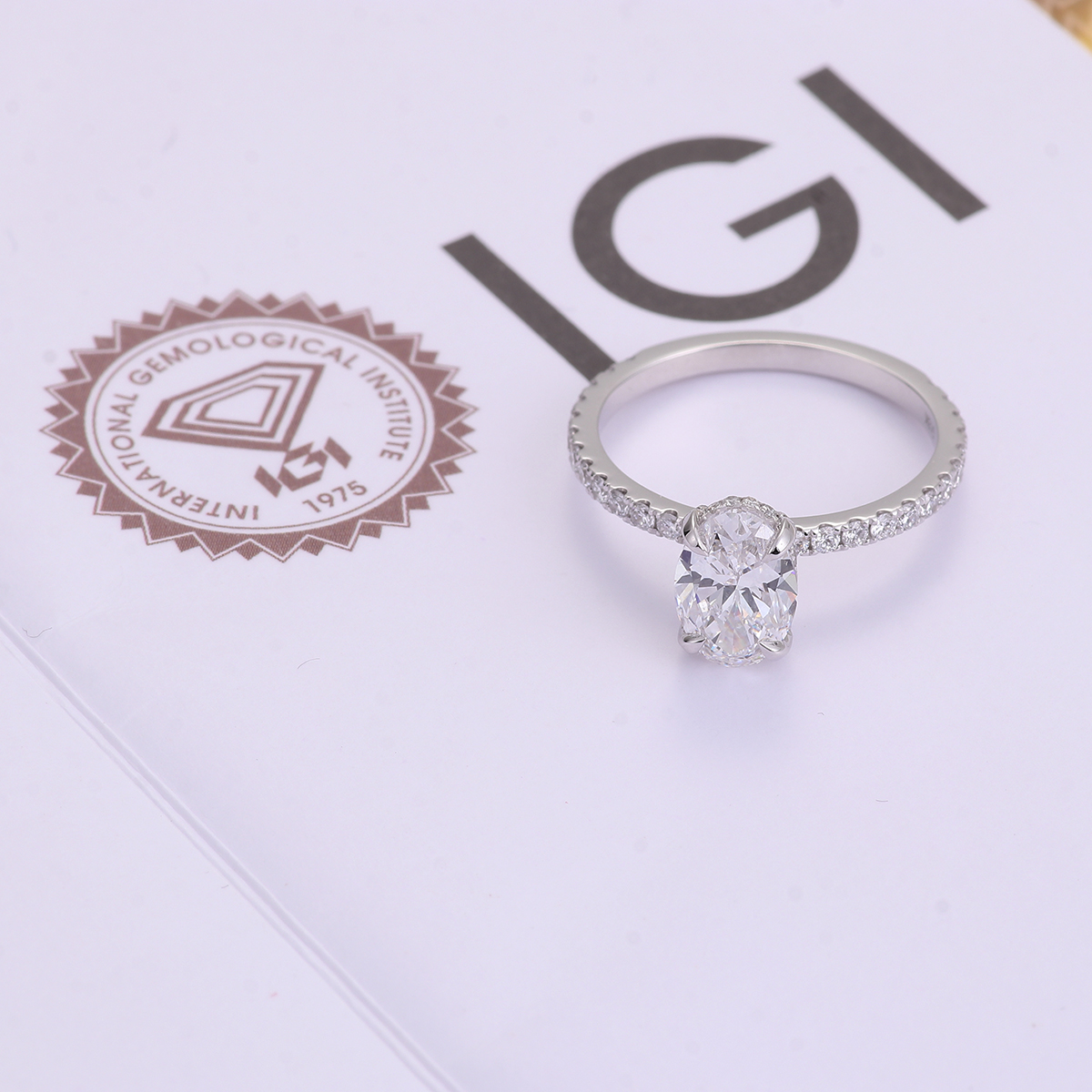 Provence Luxurious 18K White Gold D VVS1 Lab Grown Diamond Ring Fine Jewelry Rings Original Design Custom Jewelry Engagement Rings for Women