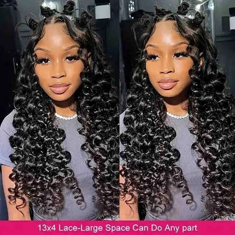 Loose Deep Wave Wig 13x4 13X6 5X5 4X4 Transparent Front Pre Plucked Brazilian Remy Human Hair Frontal Lace Wigs 220%