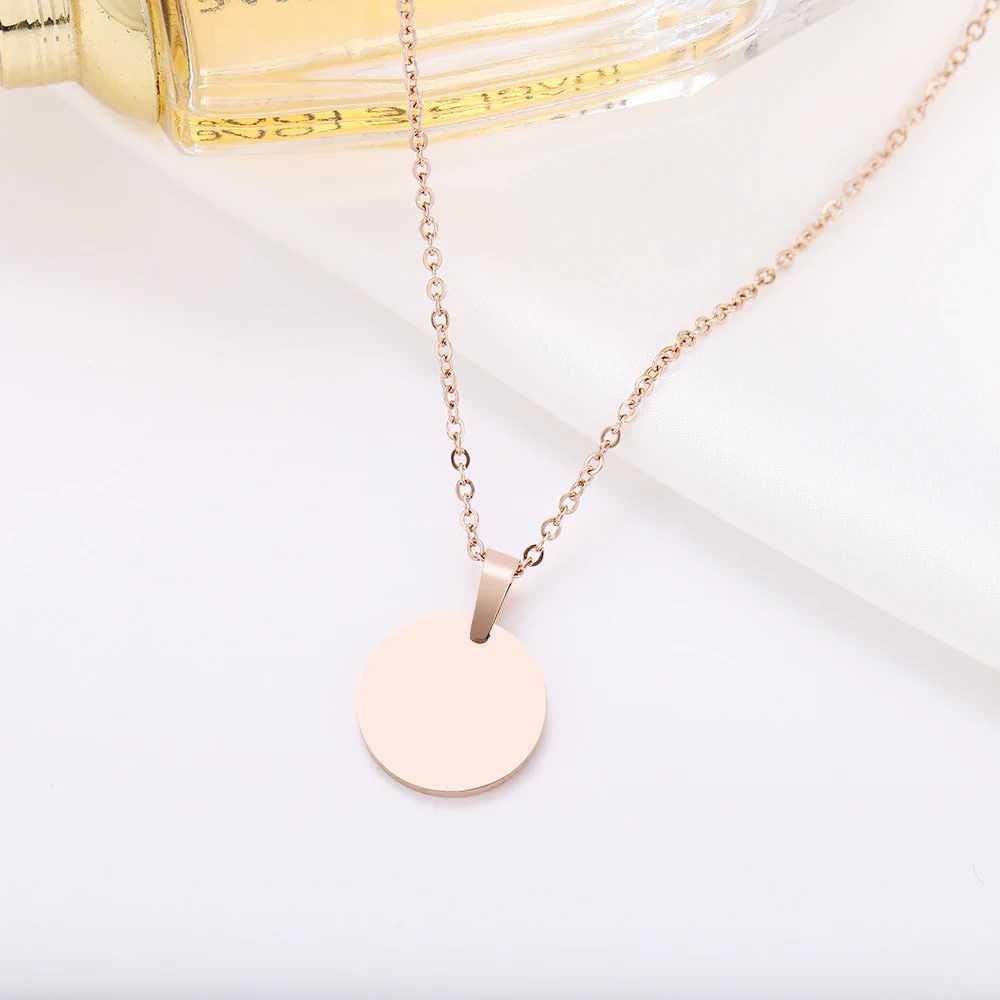 DOTIFI Stainless Steel Necklace Round Circle Pendant For Women Elegant Clavicle Rose Gold Necklace Wedding Jewelry Wholesale W250618