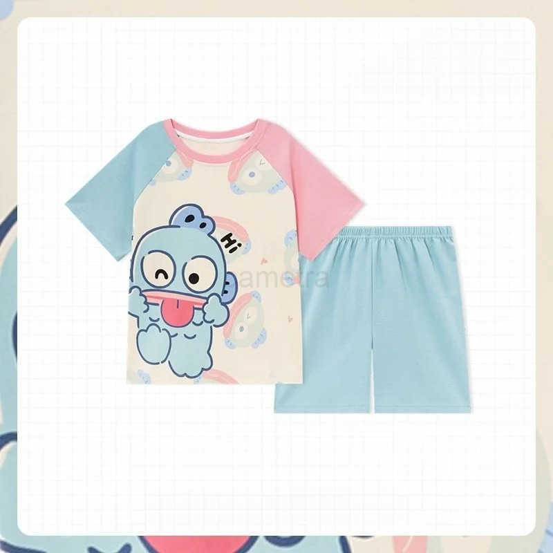 Sanrio Hangyodon Short Sleeve Childrens Pajama Set Cartoon Anime Accessories Printed Summer Thin Two Piece Set Home Clothes Set XJ250618XJ250618